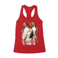 Sassy Christina Aguilera T-Shirt with Red Dress and Confident Expression Women's Racerback Tank Top