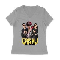 Cris-MJ Lightning Effect Rap Group Visual Design Women Jersey V-Neck