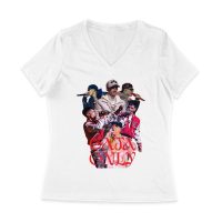 Cris-MJ Crown Only Group Collage in Red Theme Women Jersey V-Neck
