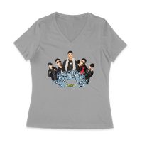 Cris-MJ Graffiti Art Style with Rap Group Pose Women Jersey V-Neck