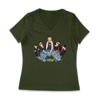 Cris-MJ Graffiti Art Style with Rap Group Pose Women Jersey V-Neck