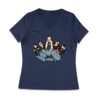 Cris-MJ Graffiti Art Style with Rap Group Pose Women Jersey V-Neck