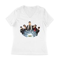 Cris-MJ Graffiti Art Style with Rap Group Pose Women Jersey V-Neck