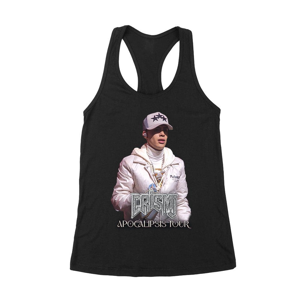 Cmj-08_Wrtt-Black.jpg Cris-Mj Apocalipsis Tour Poster With Epic Vibes Women'S Racerback Tank Top – Viva Party