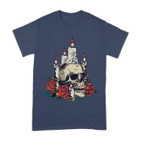 Dia de Muertos Sugar Skull T-Shirt ? Elegant Candles and Red Roses Day of the Dead Design Unisex Adult