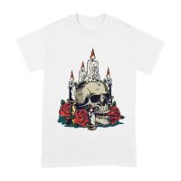 Dia de Muertos Sugar Skull T-Shirt ? Elegant Candles and Red Roses Day of the Dead Design Unisex Adult