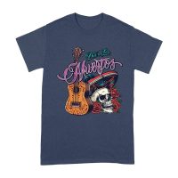 Dia de Los Muertos T-Shirt ? Sugar Skull with Mexican Hat, Red Roses, and Guitar Day of the Dead Design Unisex Adult