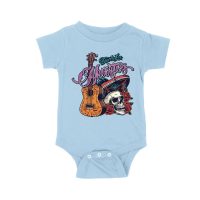 Dia de Los Muertos T-Shirt ? Sugar Skull with Mexican Hat, Red Roses, and Guitar Day of the Dead Design Unisex Baby Jersey