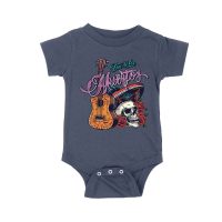 Dia de Los Muertos T-Shirt ? Sugar Skull with Mexican Hat, Red Roses, and Guitar Day of the Dead Design Unisex Baby Jersey