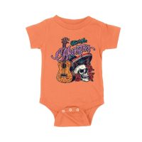 Dia de Los Muertos T-Shirt ? Sugar Skull with Mexican Hat, Red Roses, and Guitar Day of the Dead Design Unisex Baby Jersey