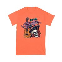 Dia de Los Muertos T-Shirt ? Sugar Skull with Mexican Hat, Red Roses, and Guitar Day of the Dead Design Unisex Youth