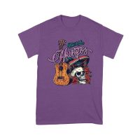 Dia de Los Muertos T-Shirt ? Sugar Skull with Mexican Hat, Red Roses, and Guitar Day of the Dead Design Unisex Youth