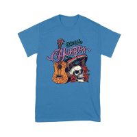 Dia de Los Muertos T-Shirt ? Sugar Skull with Mexican Hat, Red Roses, and Guitar Day of the Dead Design Unisex Youth