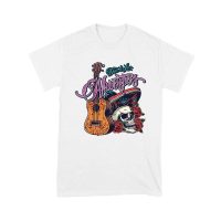 Dia de Los Muertos T-Shirt ? Sugar Skull with Mexican Hat, Red Roses, and Guitar Day of the Dead Design Unisex Youth