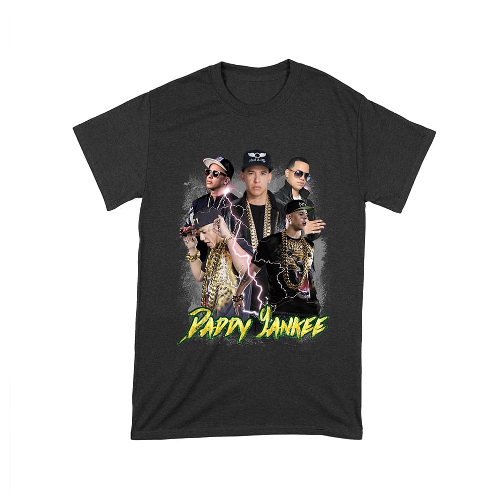 Ddy-01_T-Black.jpg Daddy Yankee Bold Stage Performance Portrait T-Shirt With Lightning Effects Unisex Toddler – Viva Party