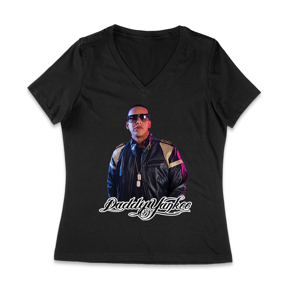 Ddy-03_Wvn-Black.jpg Daddy Yankee Collage T-Shirt With Multiple Action Poses And Signature Women Jersey V-Neck – Viva Party