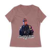 Daddy Yankee Collage T-Shirt with Multiple Action Poses and Signature Women Jersey V-Neck