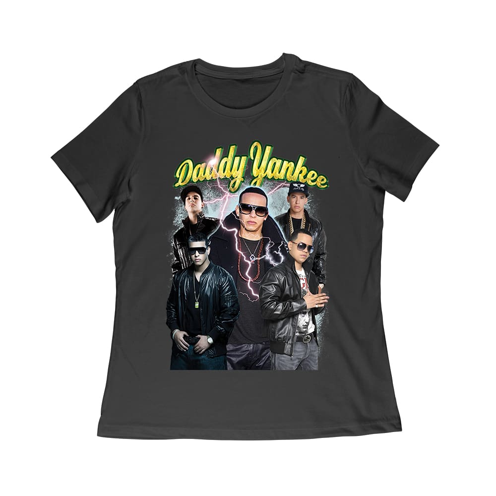 Ddy-04_Wr-Black.jpg Daddy Yankee Classic Portrait T-Shirt With Hat And Reflective Glow Women Relaxed – Viva Party