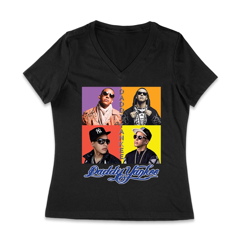 Ddy-05_Wvn-Black.jpg Daddy Yankee Live Concert Crowd Montage T-Shirt With Bold Logo Women Jersey V-Neck – Viva Party
