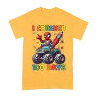 I Crushed 100 Days of School T-Shirt ? Fun Monster Truck & Superhero-Inspired Outfit for Kids & Teachers Unisex Adult