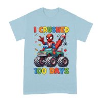 I Crushed 100 Days of School T-Shirt ? Fun Monster Truck & Superhero-Inspired Outfit for Kids & Teachers Unisex Adult