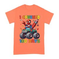 I Crushed 100 Days of School T-Shirt ? Fun Monster Truck & Superhero-Inspired Outfit for Kids & Teachers Unisex Adult