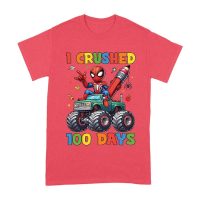 I Crushed 100 Days of School T-Shirt ? Fun Monster Truck & Superhero-Inspired Outfit for Kids & Teachers Unisex Adult