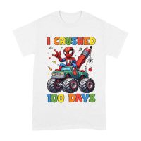 I Crushed 100 Days of School T-Shirt ? Fun Monster Truck & Superhero-Inspired Outfit for Kids & Teachers Unisex Adult