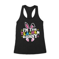 I'm the Teacher Bunny T-Shirt - Cute Easter Outfit for Educators, Egg Hunt & Spring Celebration Women's Racerback Tank Top – Viva Party