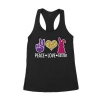 Peace Love Easter Valentine's Day T-Shirt for Women, Men, Kids - Cute Easter Shirt Gift, Love & Peace Design Women's Racerback Tank Top – Viva Party