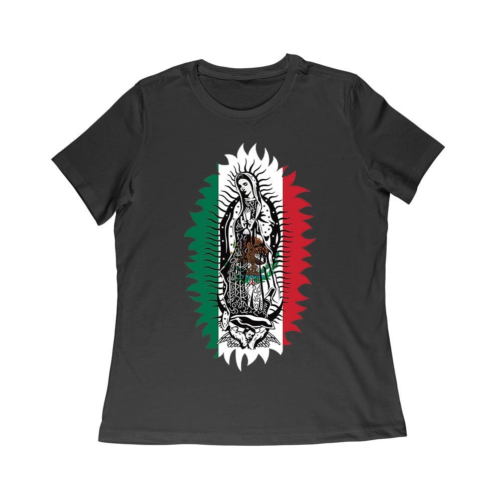 Glt-03_Wr-Black.jpg Our Lady Of Guadalupe Virgin Mary T-Shirt ? Elegant Catholic Faith Apparel Women Relaxed – Viva Party