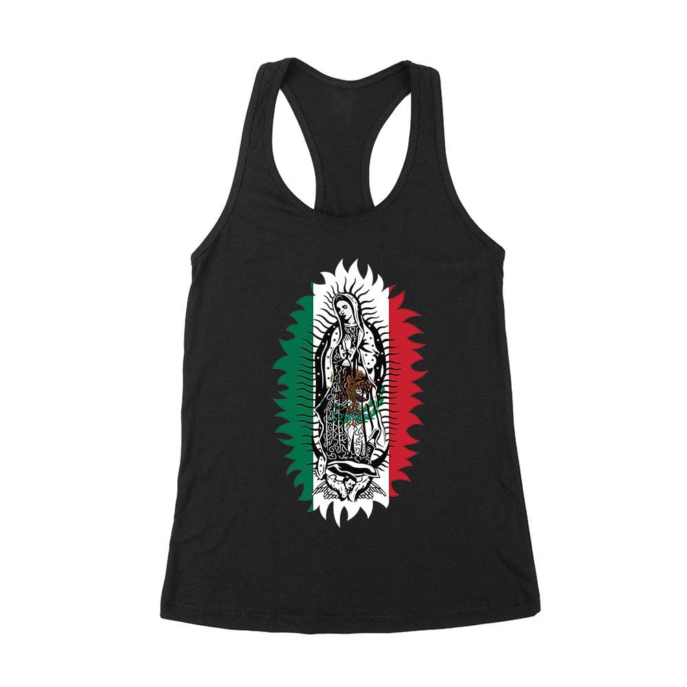 Glt-03_Wrtt-Black.jpg Our Lady Of Guadalupe Virgin Mary T-Shirt ? Elegant Catholic Faith Apparel Women'S Racerback Tank Top – Viva Party