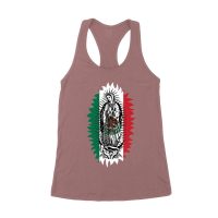 Our Lady of Guadalupe Virgin Mary T-Shirt ? Elegant Catholic Faith Apparel Women's Racerback Tank Top
