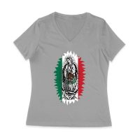 Our Lady of Guadalupe Virgin Mary T-Shirt ? Elegant Catholic Faith Apparel Women Jersey V-Neck