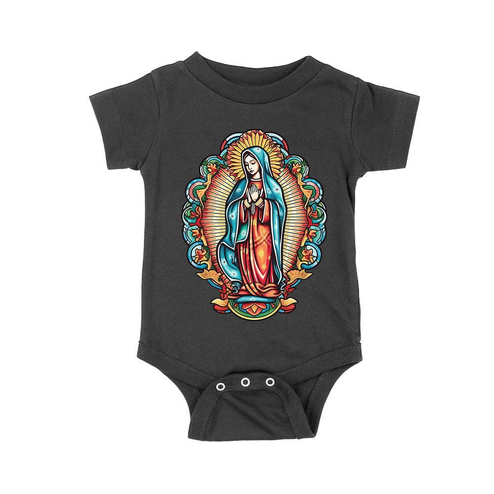 Glt-10_Rs-Black.jpg Our Lady Of Guadalupe Virgin Mary T-Shirt - Catholic Devotional Shirt For Women, Faith Graphic Tee, Spiritual Religious Gift Apparel Unisex Baby Jersey – Viva Party
