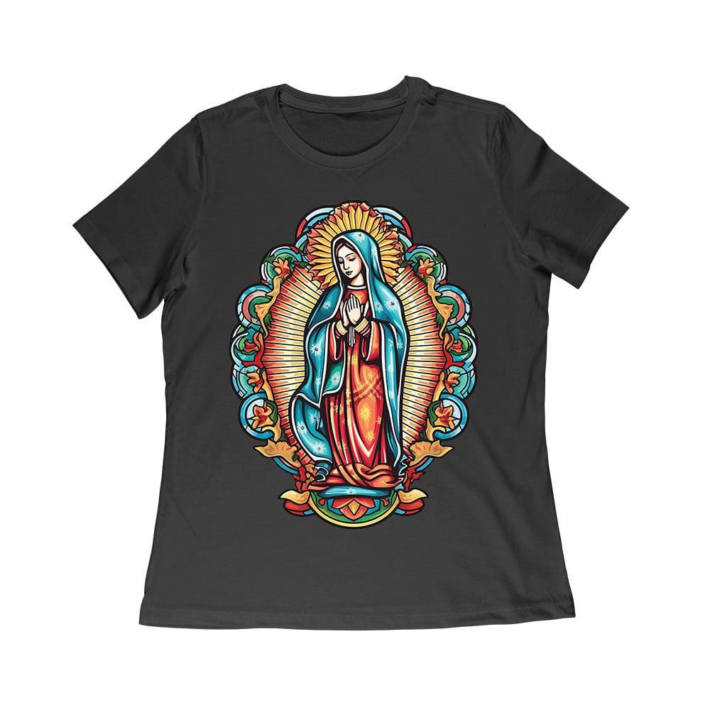 Glt-10_Wr-Black.jpg Our Lady Of Guadalupe Virgin Mary T-Shirt - Catholic Devotional Shirt For Women, Faith Graphic Tee, Spiritual Religious Gift Apparel Women Relaxed – Viva Party