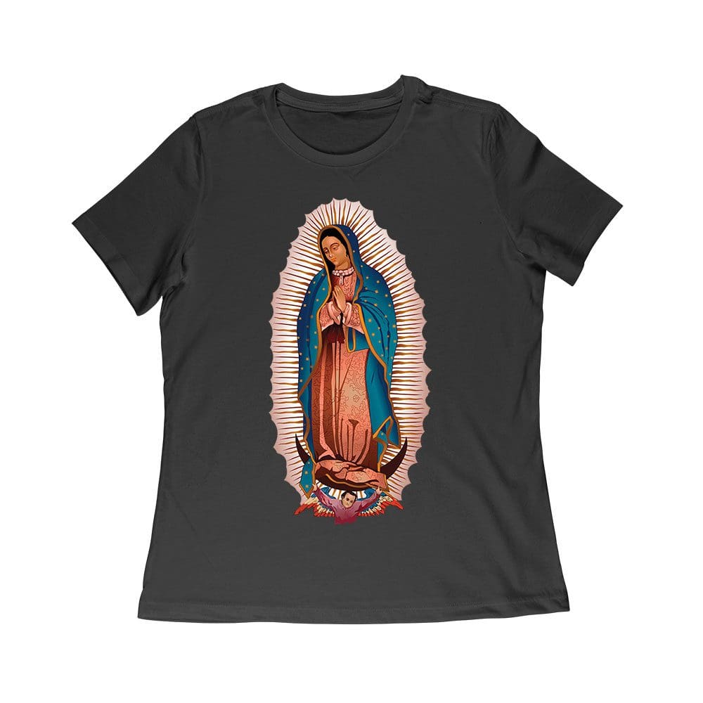 Glt-11_Wr-Black.jpg Our Lady Of Guadalupe Virgin Mary T-Shirt - Beautiful Catholic Faith Tee For Women, Religious Devotional Apparel, Spiritual Gift Women Relaxed – Viva Party