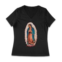 Our Lady of Guadalupe Virgin Mary T-Shirt - Beautiful Catholic Faith Tee for Women, Religious Devotional Apparel, Spiritual Gift Women Jersey V-Neck – Viva Party