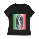 Our Lady of Guadalupe Virgin Mary T-Shirt - Inspirational Catholic Faith Apparel, Religious Devotional Tee for Women, Spiritual Gift Women Jersey V-Neck – Viva Party