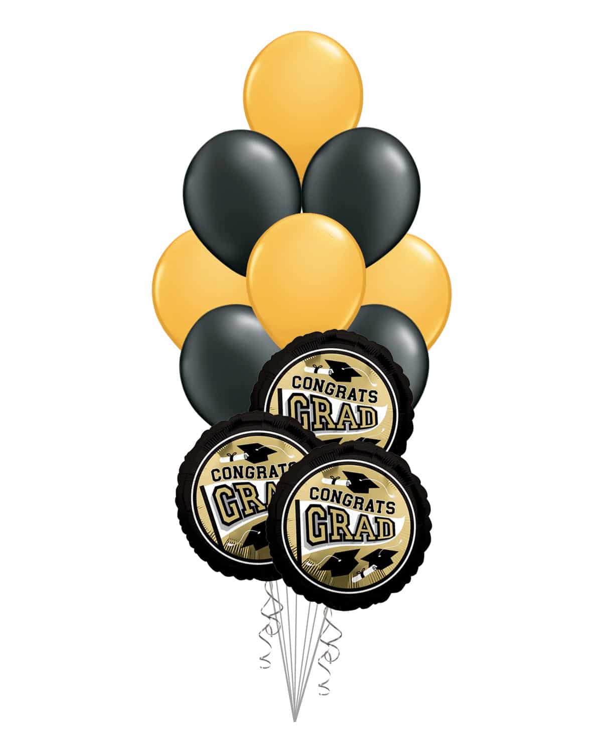 Grd-15-S4.Jpg Grad School Colors Black And Gold Balloon Bouquet 15 Pack – Viva Party