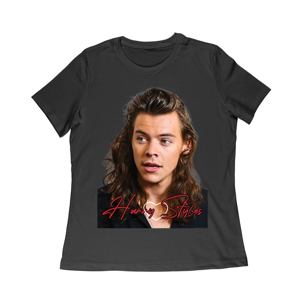 Has-07_Wr-Black.jpg Close-Up Face Hary-Styls Fan Art Tee With Signature Script Font Women Relaxed – Viva Party