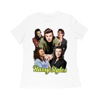 Group Expressions Collage Hary-Styls T-Shirt with Artistic Layout Women Relaxed