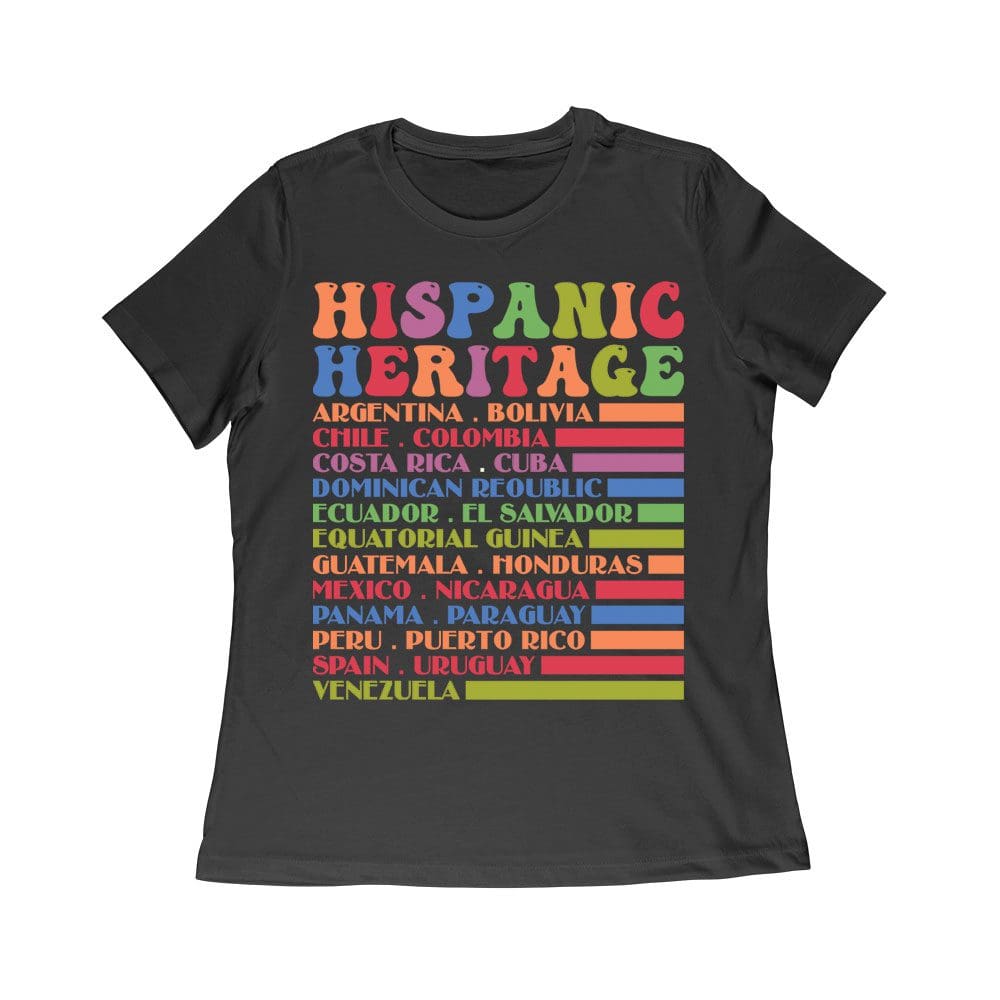His-02_Wr-Black.jpg Hispanic Heritage Month Countries T-Shirt - Celebrate Latin American Roots Women Relaxed – Viva Party