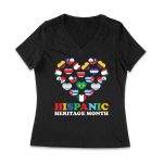Hispanic Heritage Month T-Shirt - Country Flags in Heart Unity Design Women Jersey V-Neck – Viva Party