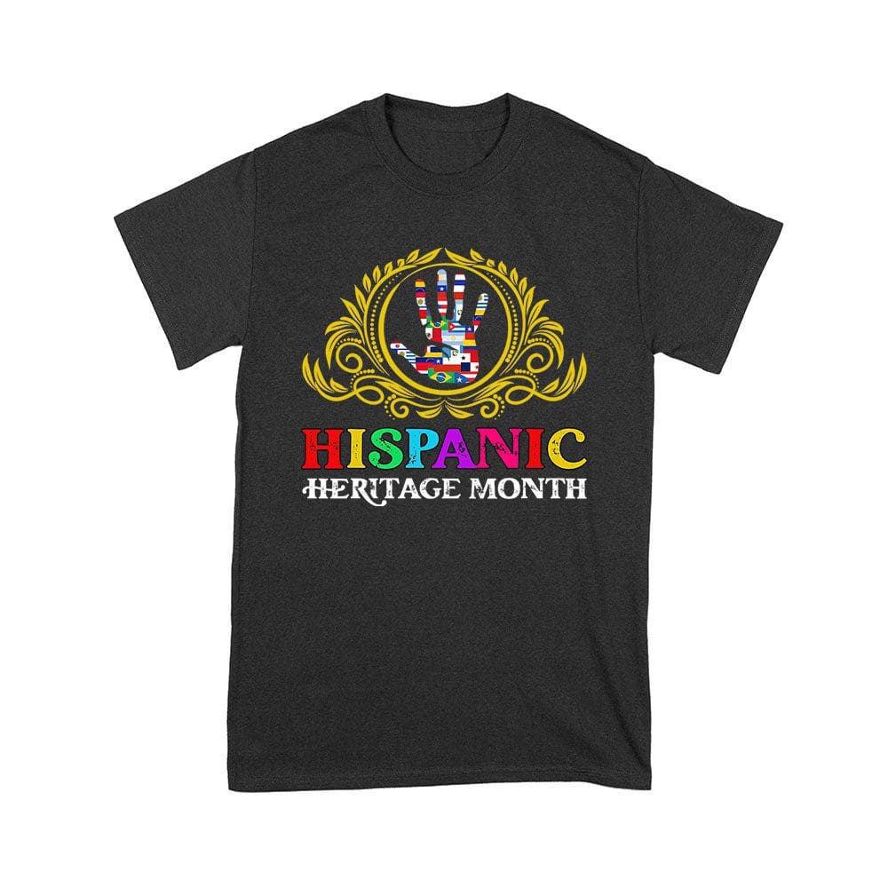 His-05_Y-Black.jpg Hispanic Heritage Month T-Shirt - Country Flags In Hand Design Unisex Youth – Viva Party