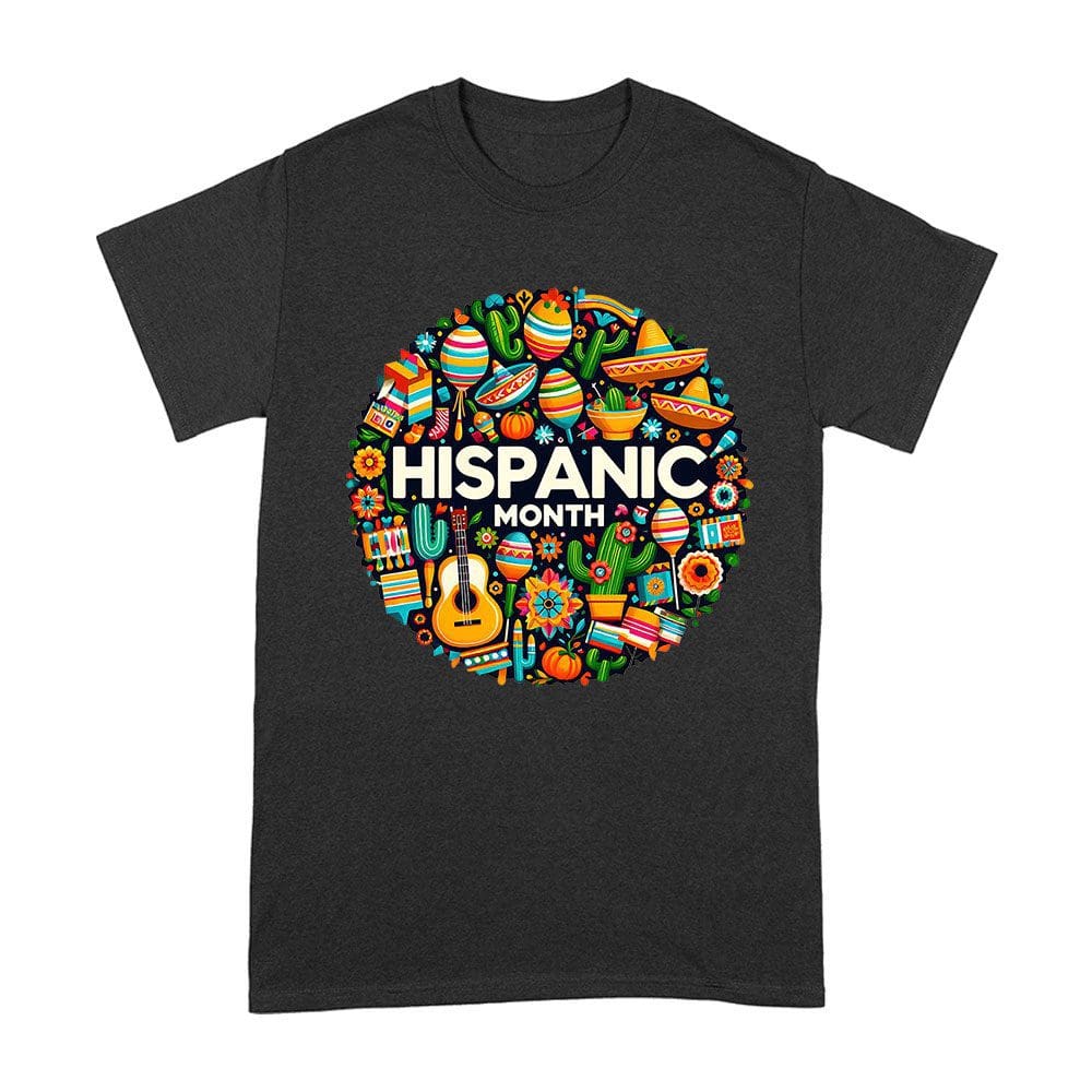 His-06_A-Black.jpg Hispanic Month T-Shirt - Vibrant Cultural Icons Design Unisex Adult – Viva Party