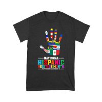 Celebrate National Hispanic Heritage Month: Hand with Country Flags T-Shirt Unisex Youth – Viva Party