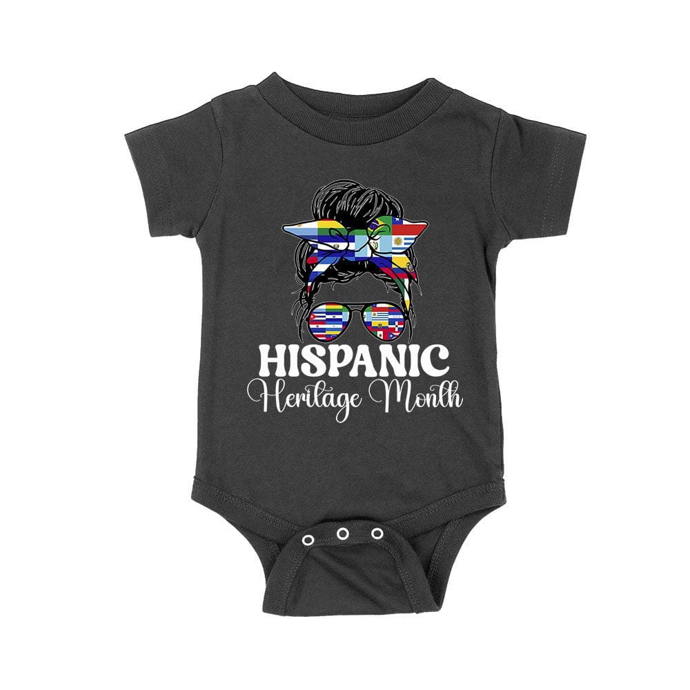 His-12_Rs-Black.jpg Hispanic Heritage Month Bun &Amp;Amp; Shades With Latin American Flags Unisex Baby Jersey – Viva Party
