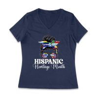 Hispanic Heritage Month Bun & Shades with Latin American Flags Women Jersey V-Neck