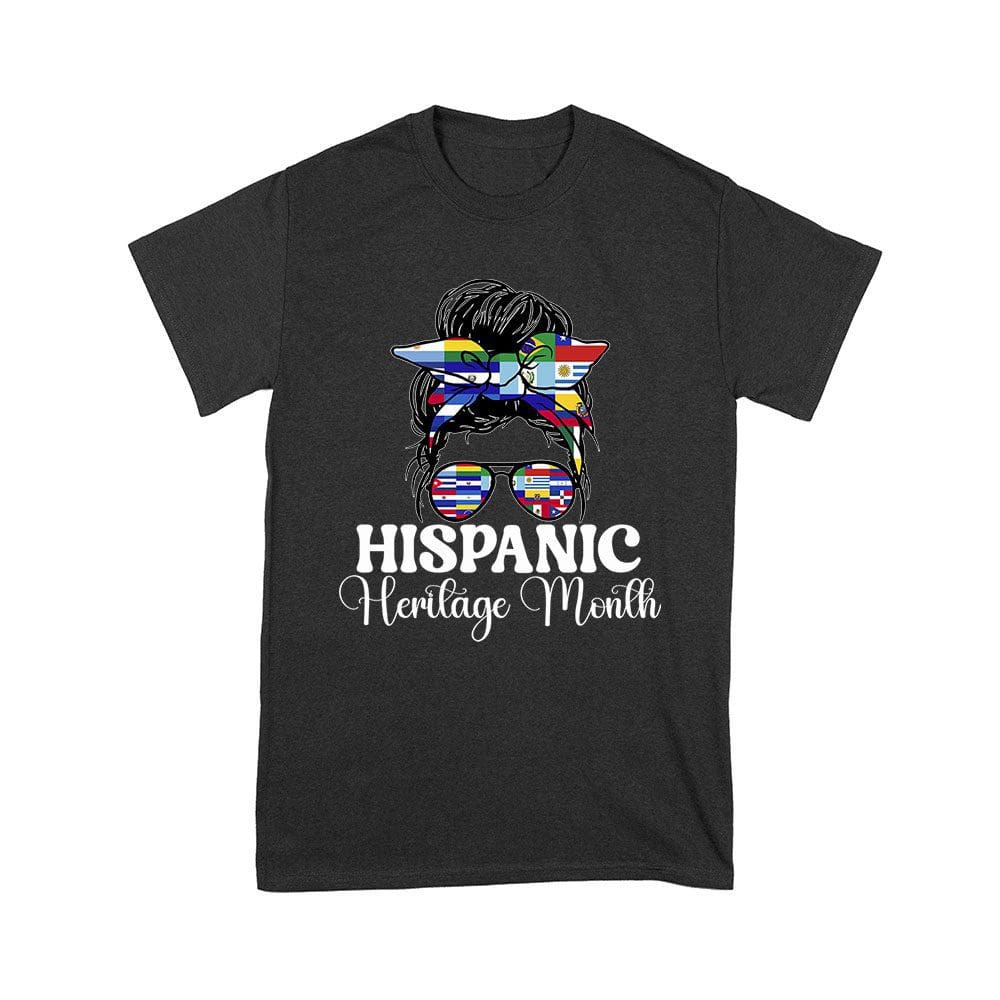 His-12_Y-Black.jpg Hispanic Heritage Month Bun &Amp;Amp; Shades With Latin American Flags Unisex Youth – Viva Party